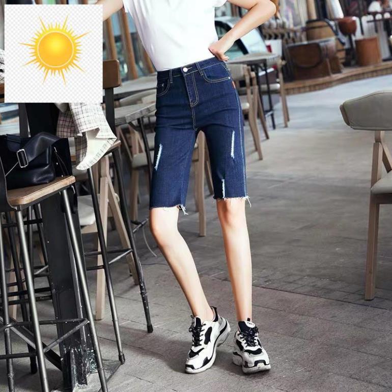 ️🎽 Quần jean nữ ngố / lửng lưng cao, co dãn mạnh rách kiểu đẹp dành cho người béo BIGSIZE 60-90kg Moliruan 3583 ️🎽
