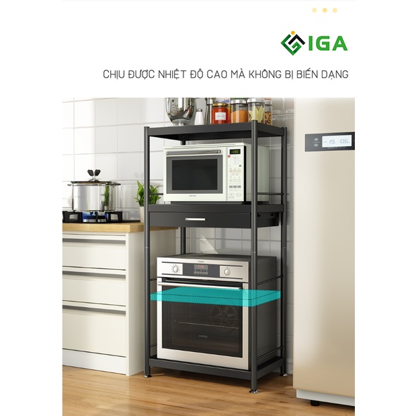Kệ nhà bếp đa năng IGA khung inox 304 sơn đen tĩnh điện cao cấp