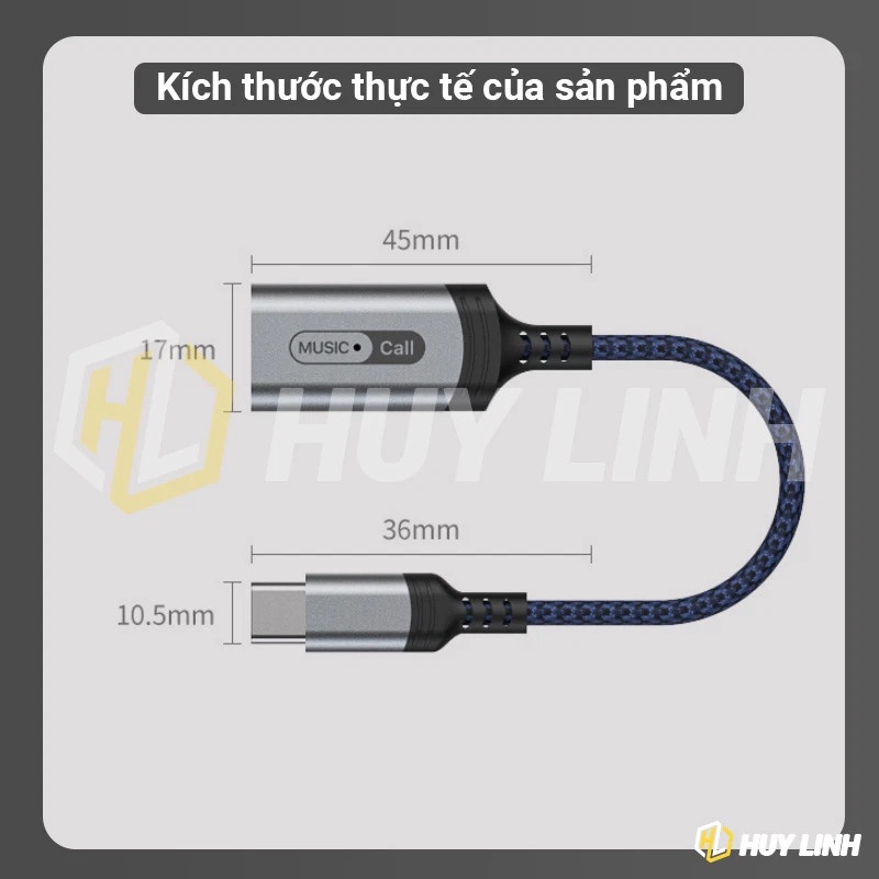 Cáp chuyển đổi Type-C MH306 mẫu xịn hỗ trợ chức năng Micro/Music Hifi cho điện thoại dây bọc dù có led đèn tín hiệu
