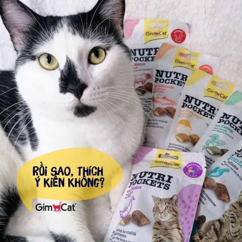 [ 150g ] Snack Bổ Sung Dinh Dưỡng Có Nhân Gimcat Nutri Pockets Cho Mèo