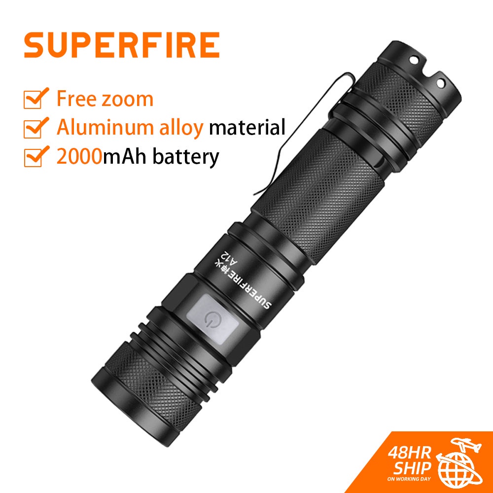 Đèn pin siêu sáng SUPERFIRE A12 có thể sạc lại bằng hợp kim nhôm