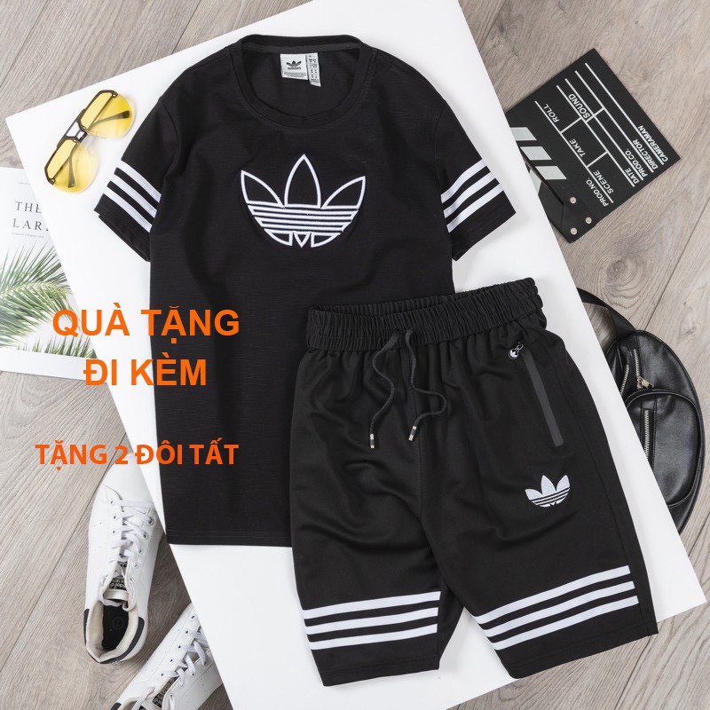[Tặng Kèm 2 Đôi Tất ] Bộ thể thao hè nam-Logo thêu 100%-co giãn,túi khóa chống nước THEMEN 03 | BigBuy360 - bigbuy360.vn