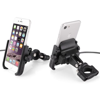 GIÁ ĐỠ KẸP ĐIỆN THOẠI CNC GẮN GHI ĐÔNG XE HIỆU MOTOWOLF - SẠC USB