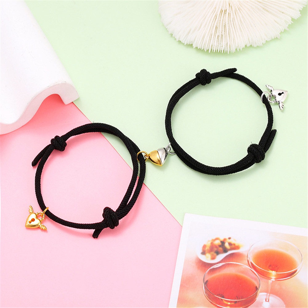 Cặp vòng tay cặp đôi nam châm hình ổ khóa chìa khóa đáng yêu Yanqueens Đồ trang sức