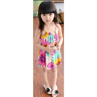 Váy 2 dây cho bé gái chất lanh mát