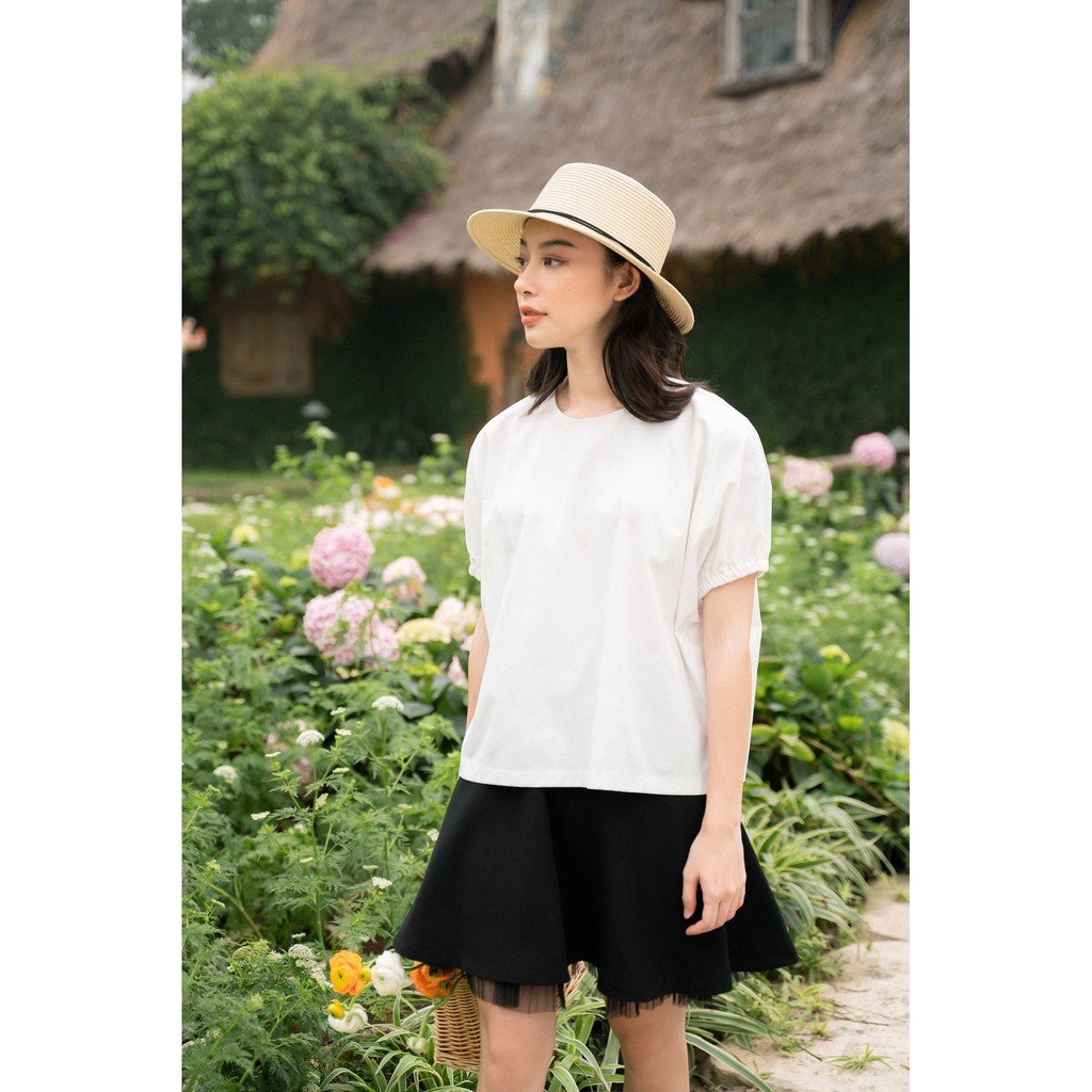 Chân váy nữ MADELEN màu đen phối lưới dáng xòe ngắn | BigBuy360 - bigbuy360.vn