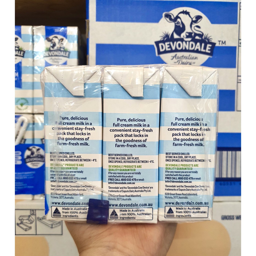 Sữa Devondale 200ml Nguyên Kem Úc Thùng 24 Hộp Cho Bé Từ 1 Tuổi Trở Lên