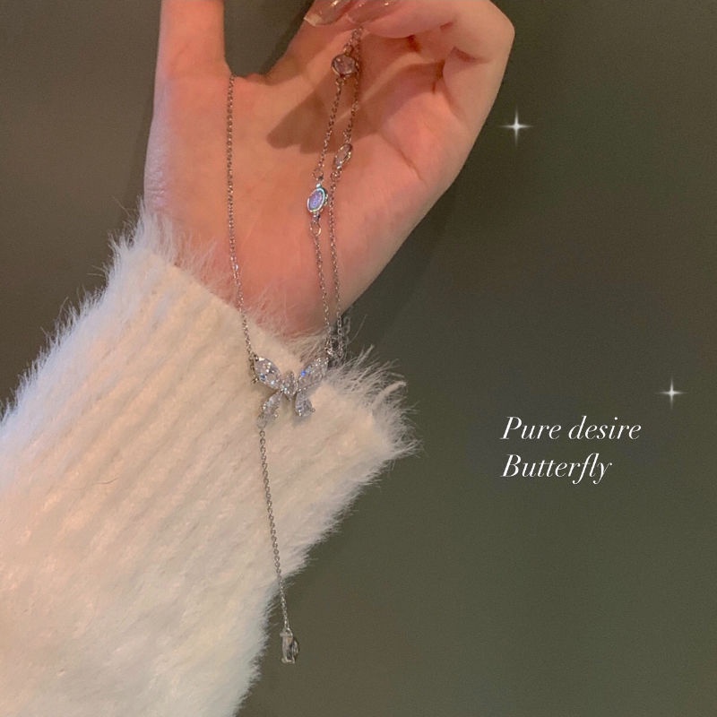 Vòng cổ Mặt Hình Bướm Đính Đá Zircon Sang Trọng Cho Nữ