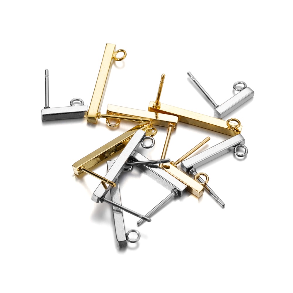 Set 20 bông tai ST.KUNKKA hình chữ T bằng thép không gỉ thiết kế đơn giản và hiện đại