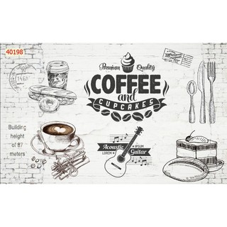 Tranh dán tường 3D trang trí tiệm cafe