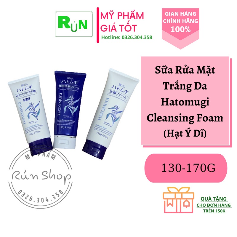 [CHÍNH HÃNG 100%] Sữa rửa mặt trắng da Hatomugi Cleansing Foam hạt Ý Dĩ - Cho làn da sạch, dưỡng trắng căng mịn màng