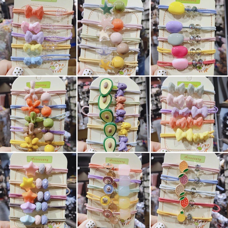 [S01] Set 4 dây buộc cột tóc nhiều mẫu