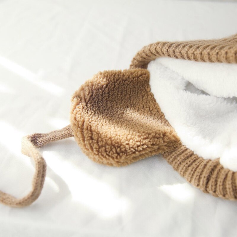 Mũ Beanie Dệt Kim Dày Dặn Giữ Ấm Tai Thời Trang Mùa Đông Cho Bé