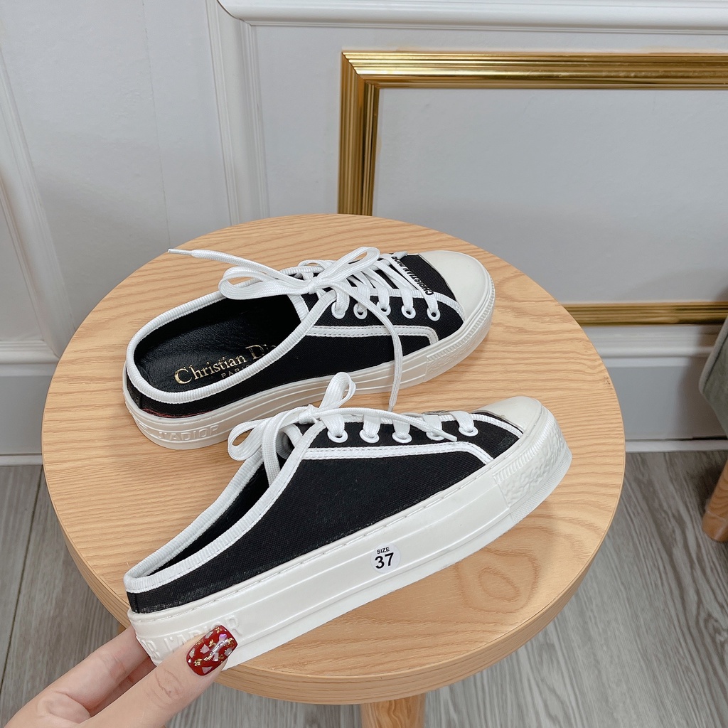 Giày sục da dior đen nữ độn đế giày sục nữ mẫu mới