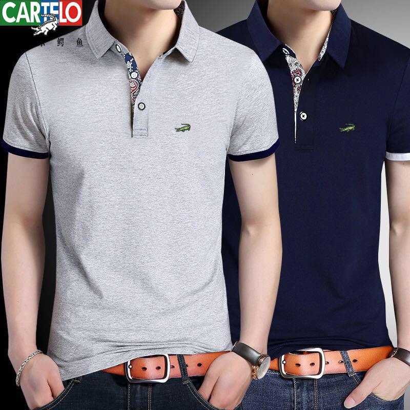 Áo thun tay ngắn cổ gập Polo màu trơn chất liệu cotton thời trang cho nam