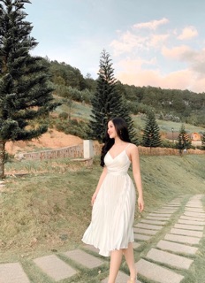 ĐẦM MAXI LỤA CHÂN PLI