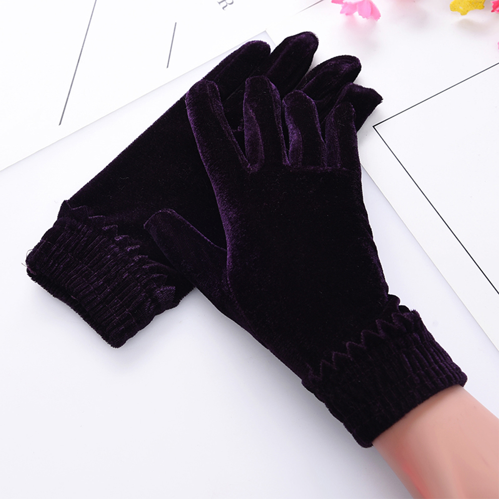 BACK2LIFE Party Full Finger Mittens Cycling Elastic|Velvet Gloves Women Etiquette Autumn Winter Outdoor Soft Driving Gloves red/khaki/black