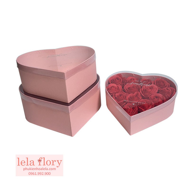Bộ 3 chiếc hộp tim thẳng cắm hoa - THH0041