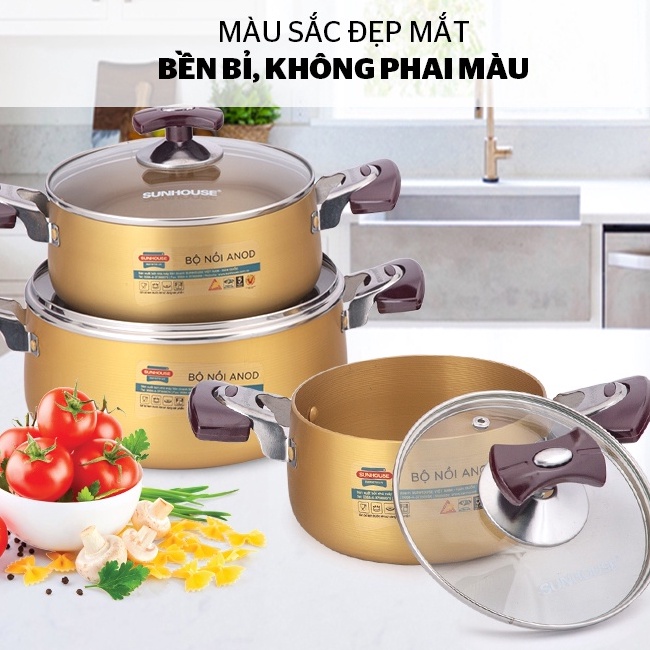 Bộ nồi Anod Sunhouse SH6634