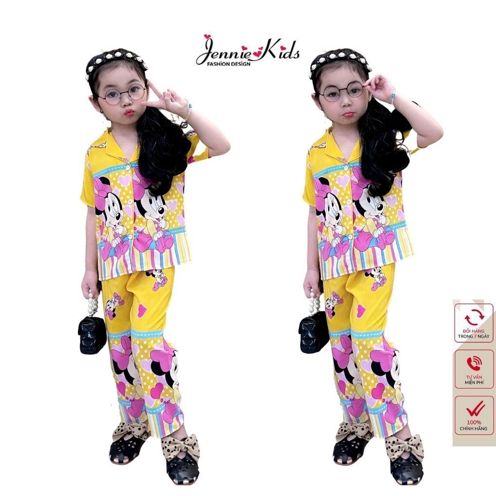 Đồ bộ bé gái, bộ bé gái pijama 1-5 tuổi cotton lụa Jennie kids J460