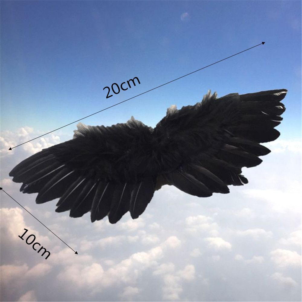 Phụ Kiện Cánh Thiên Thần Màu Đen Trắng Mini Có Lông Vũ Nhiều Màu Trang Trí