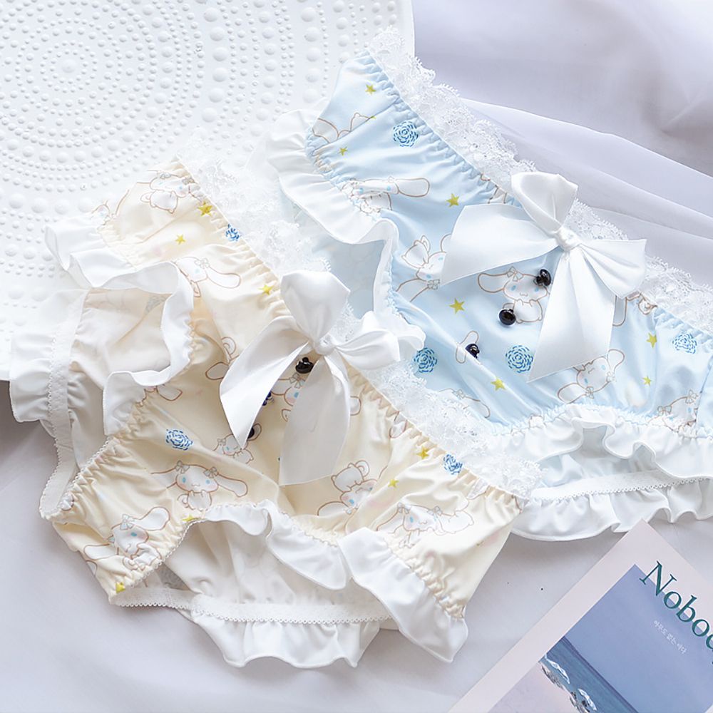 Quần Lót Cotton Không Đường May Viền Ren In Họa Tiết Hoạt Hình Dễ Thương Cho Nữ