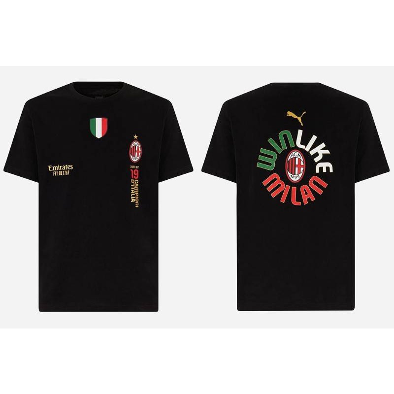 Áo Thun Bóng Đá In Chữ Champions Số 19 21-22 AC Milan Thời Trang Unisex