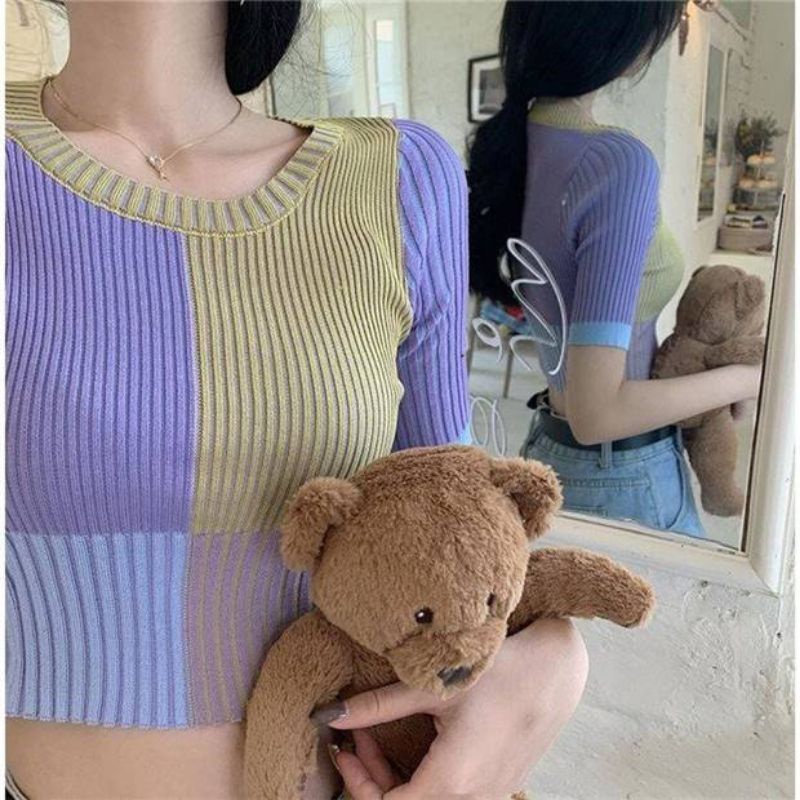 🍓🍓Áo croptop mongtoghi tay lỡ như ảnh phối màu cute new 99