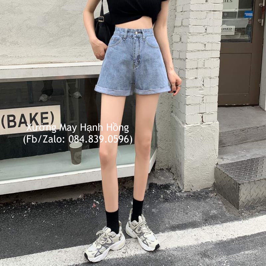Quần short bò loại 1, Quần short jeans ngố bò 1 khuy ống rộng cá tính