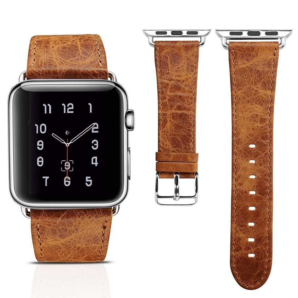 Dây da cho đồng hồ Apple Watch Series 1 2 3 4 5 6 SE 38mm 40mm 42mm 44mm Series 7 41mm 45mm đa năng