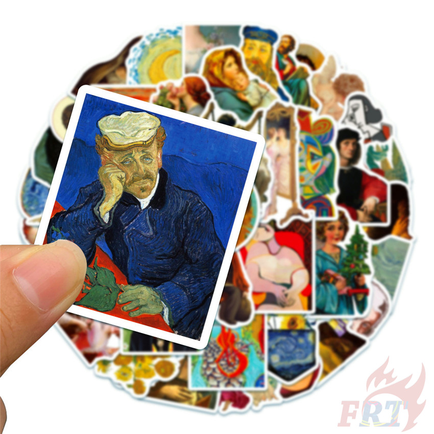 ❉ Famous Paintings &amp; Celebrity Series 03 Mucha Claude Monet Van Gogh Mona Lisa Oil Painting Art Stickers ❉ 50Pcs/Set DIY Fashion Decals Doodle Stickers