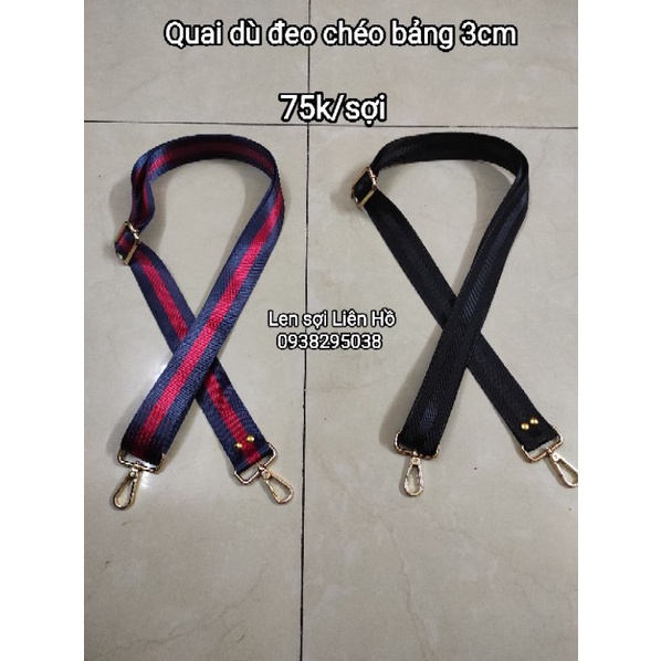 Dây đai sọc 3cm quai đeo túi xách