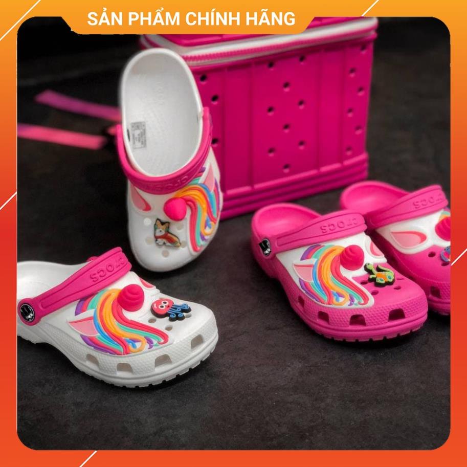 Giày Dép Crocs Trẻ Em Band Classic Clog Pony Chính Hãng Size 24 Đến 35 - Tăng 6 Jibbizt - Sấu Vui Vẻ VHO