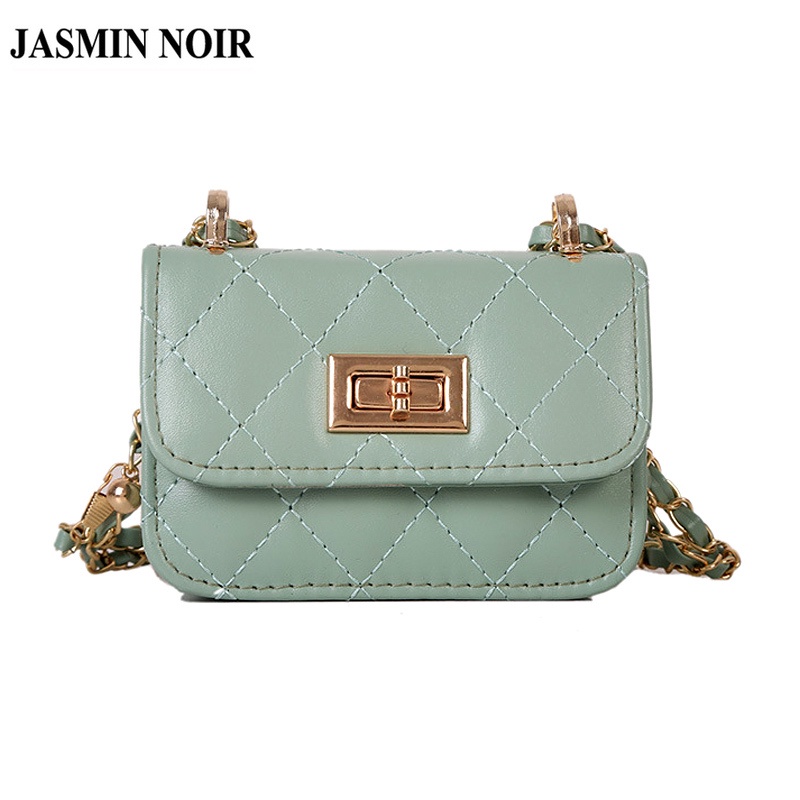 Túi đeo chéo JASMIN NOIR họa tiết caro dây xích thời trang tùy chọn màu sắc dành cho nữ