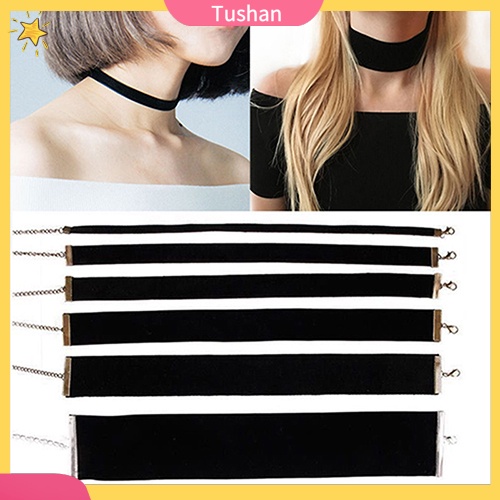 Vòng cổ choker nhung đen phong cách retro đơn giản xinh xắn cho nữ