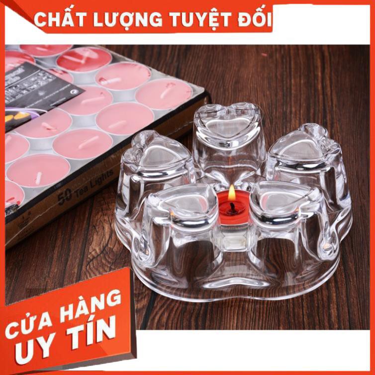 Bộ Ấm trà thủy tinh 6 chén chịu nhiệt dung tích 600ml kèm đế nến đun trà Bình trà thủy tinh tiệc trà đun nóng