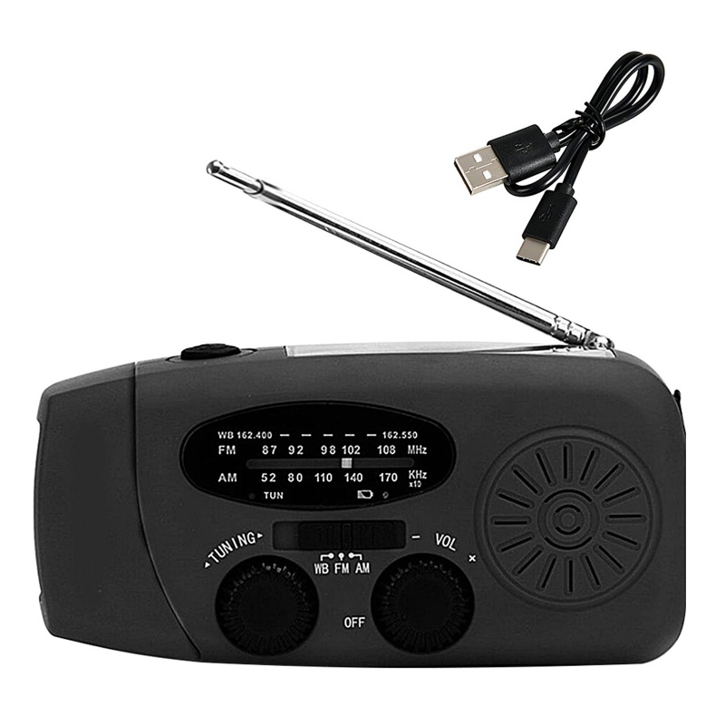 Radio AM / FM NOAA Sử Dụng Năng Lượng Mặt Trời 2000mAh Có Báo Động SOS