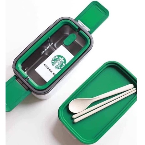 Hộp cơm Star.buck 2 tầng kèm đũa thìa chất liệu inox 304 siêu đẹp, giữ nhiệt lâu tiện dụng cho văn phòng, đi học đi làm
