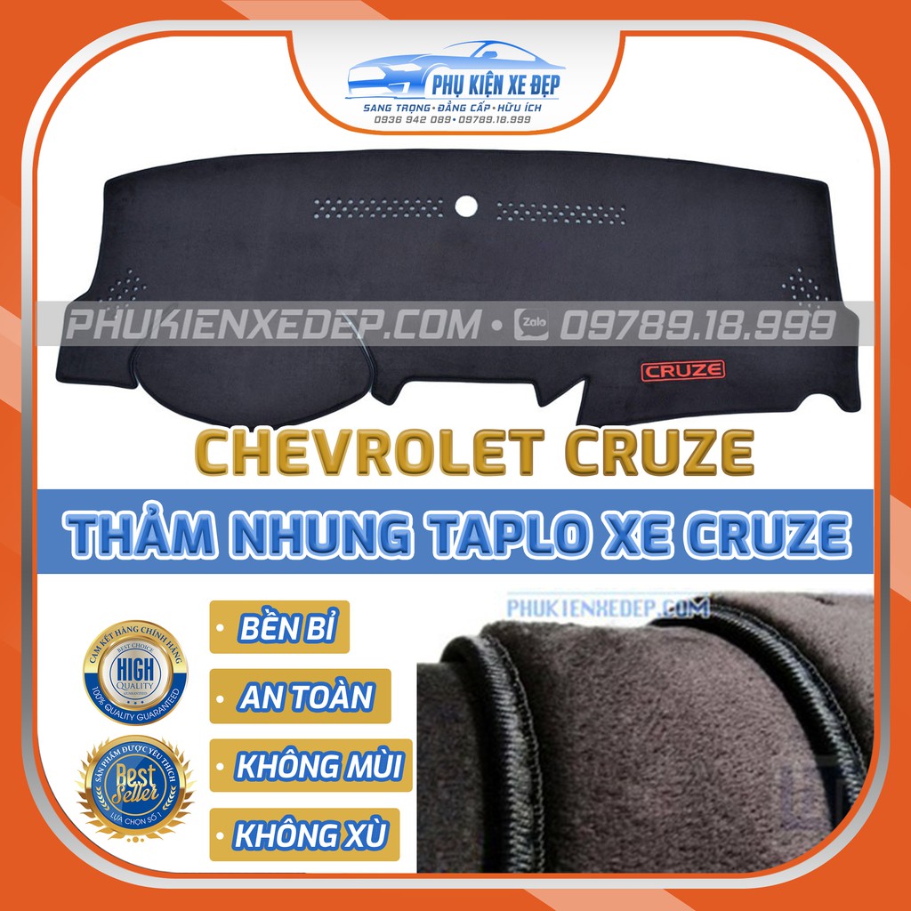 Thảm taplo ô tô lông cừu HÀNG LOẠI I xe Chevrolet Cruze có 3 lớp, chống trượt