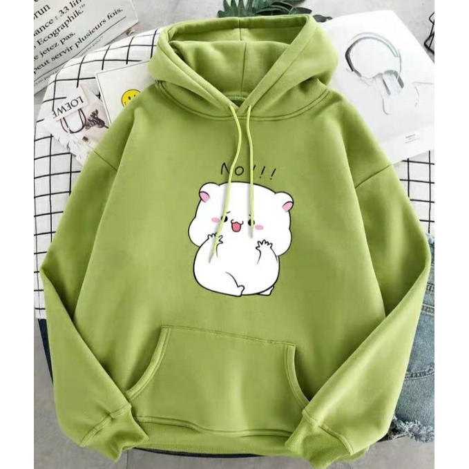 Áo hoodie họa tiết hoạt hình mèo trắng chất nỉ bông dày siêu ấm cho các bạn đi dạo phố, hẹn hò, đi du lịch.