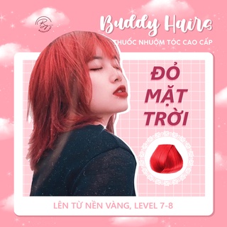 Thuốc nhuộm tóc ĐỎ MẶT TRỜI/ ĐỎ TƯƠI cần dùng thuốc tẩy tóc buddyhairs tặng kèm găng tay tiện lợi