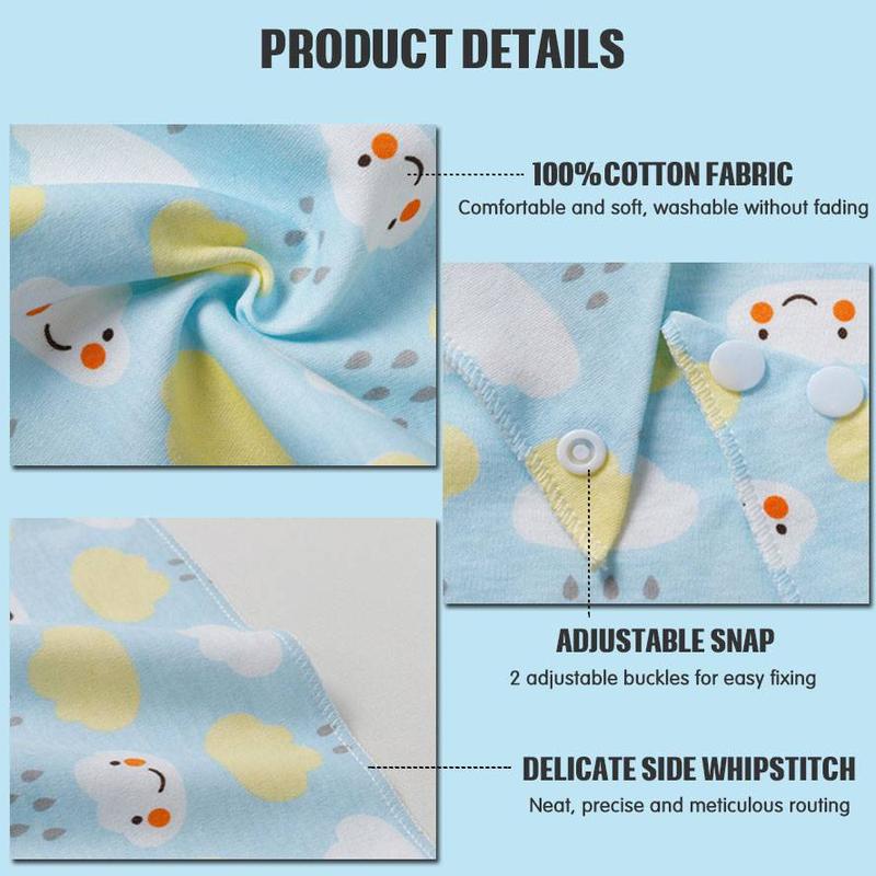 Yếm hình tam giác vải cotton dày hai lớp thấm nước bọt phối nút cài cho bé