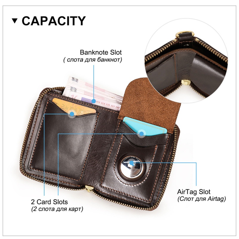 Youyo Ví Đựng Thẻ Tín Dụng Có Khóa Kéo Chống Thất Lạc Phong Cách Retro Dành Cho Nam