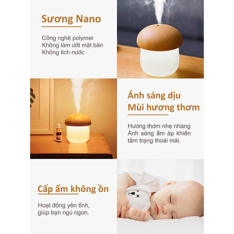 May Phun Sương Mini Tạo Ẩm Jisulife JM02 - Kiêm Đèn Ngủ , Phun Sương Làm Đẹp Da , Tạo Ẩm Không Khí - Bảo Hành 12 Tháng