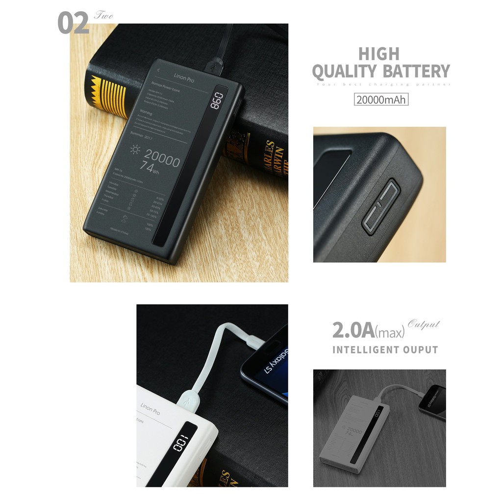 Pin sạc dự phòng 20.000 mAh Lõi Lithium Polyme RPP - 73 hãng Remax