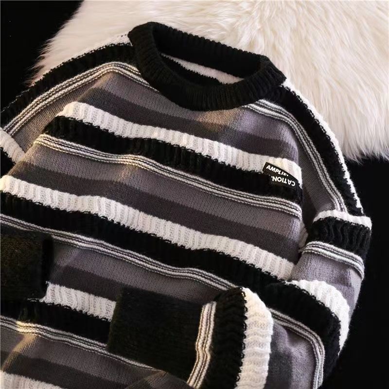 Áo Sweater Thiết Kế Mới Dày Dặn Họa Tiết Kẻ Sọc Thời Trang Mùa Đông Dành Cho Nữ