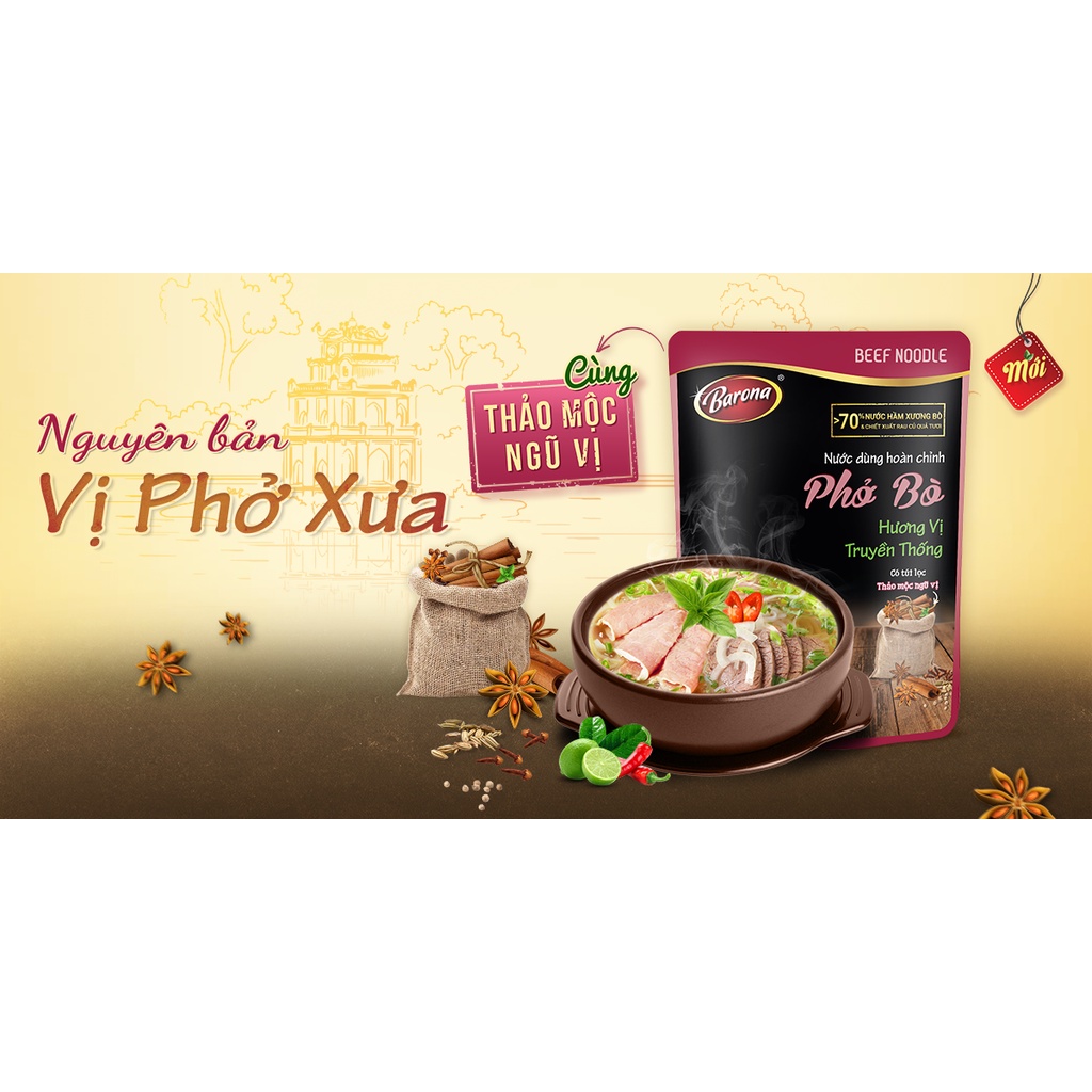 Nước Dùng Phở Bò Barona 150g tươi ngon chuẩn vị không cần nêm nếm