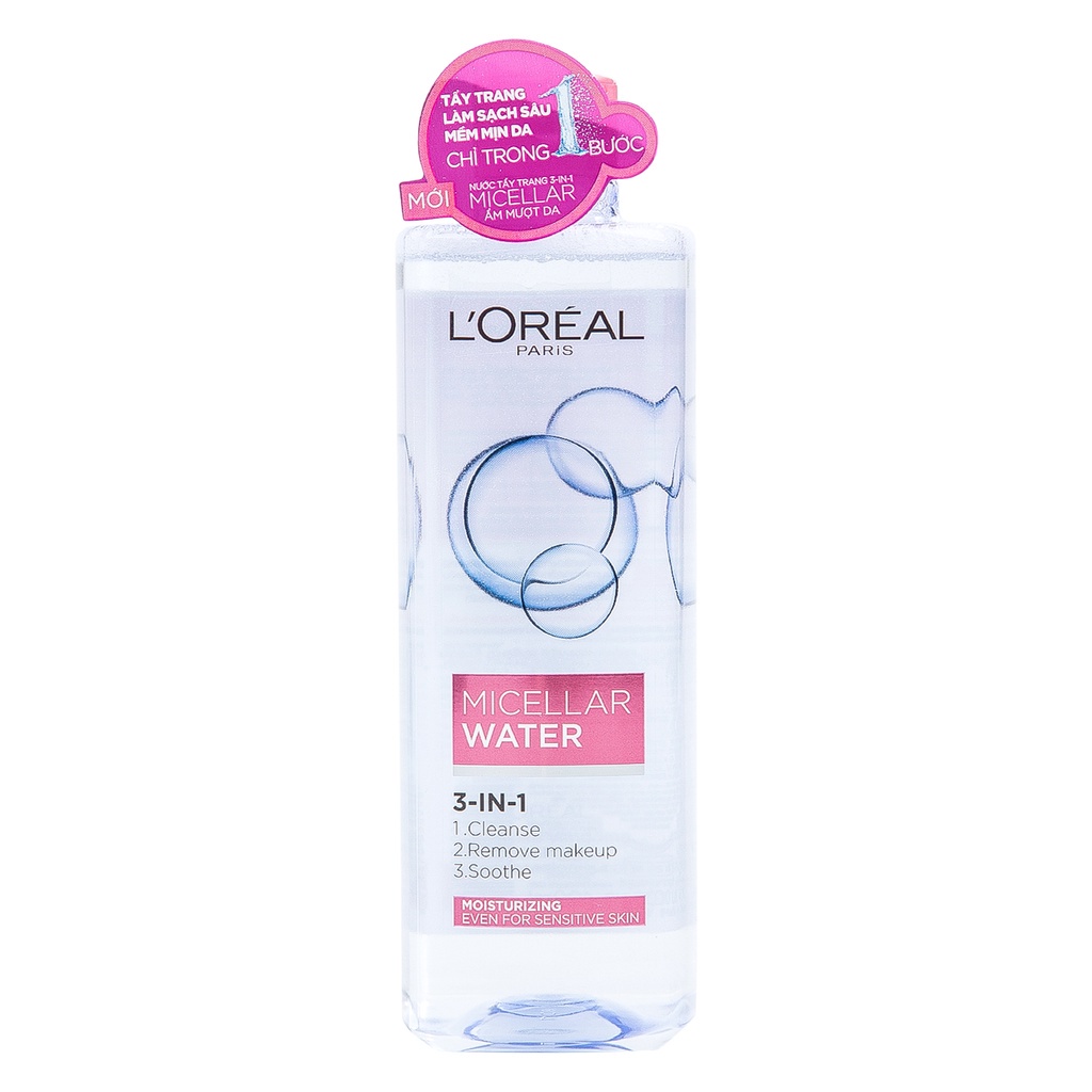Nước tẩy trang Loreal - L'Oreal Paris 3 in 1 làm sạch da cho da dầu mụn nhạy cảm khô
