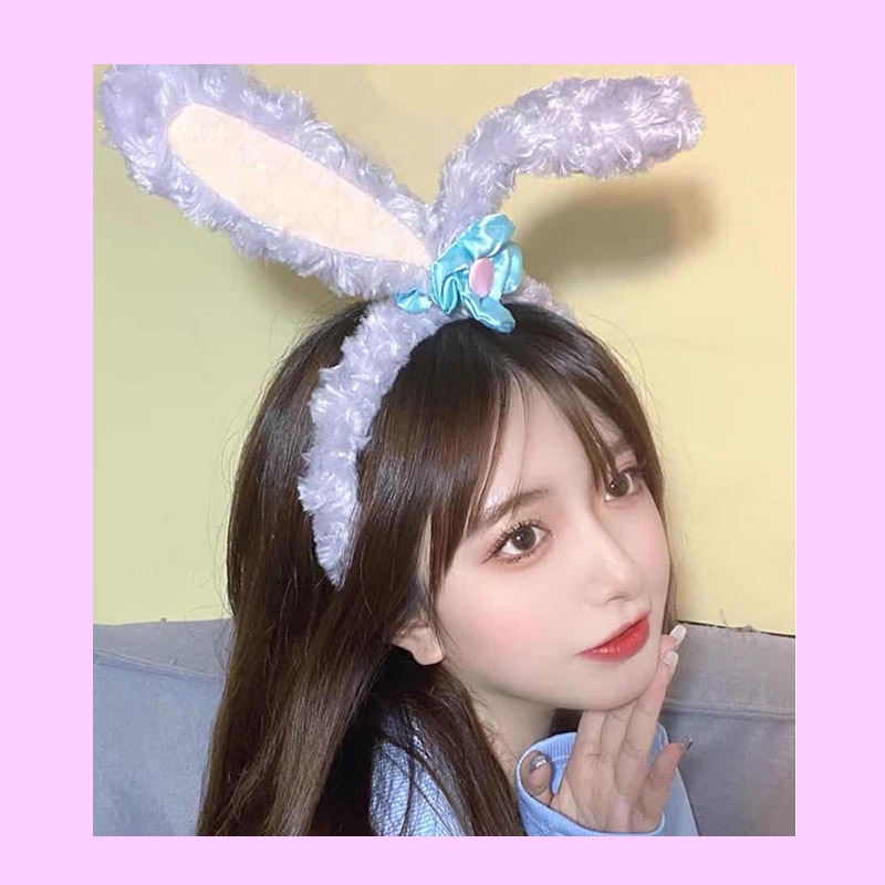 Bờm Cài Tóc Tai Thỏ Gắn Hoa • Tai Thỏ Lông Đáng Yêu • Bunny Girl • Cosplay Thỏ Dễ Thương