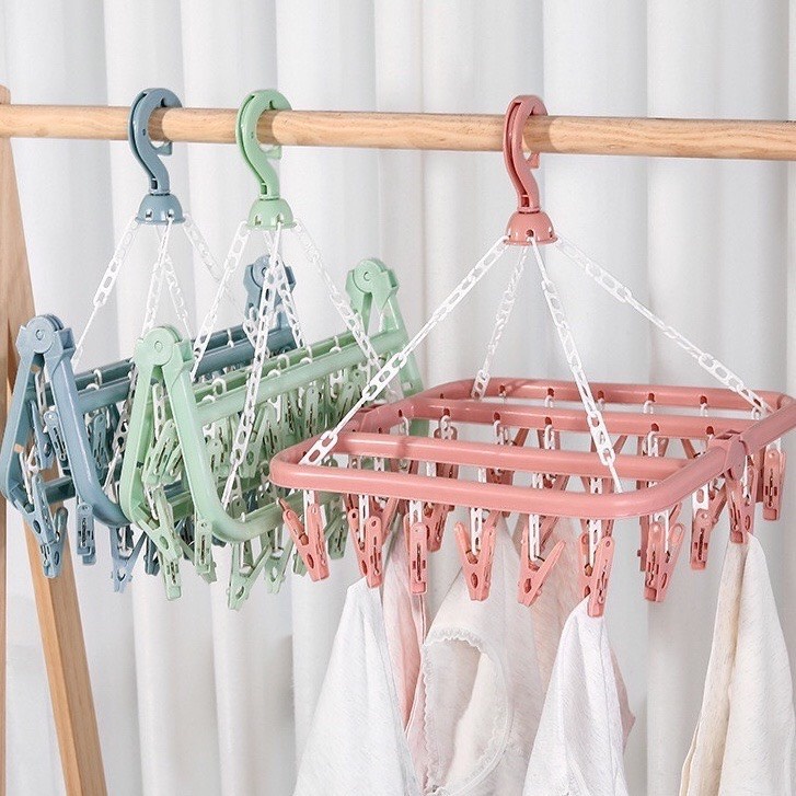Móc Chùm Phơi Quần Áo, Đồ Baby, Tã, Đồ Nhỏ, Quần Lót Nam Nữ 32 Kẹp